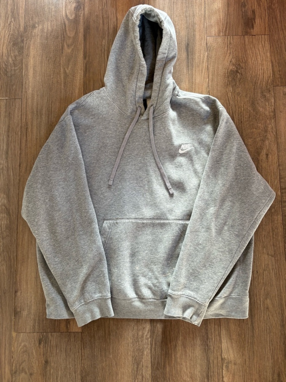 Nike Light Gray Hooded Sweatshirt with White Swoosh Tag